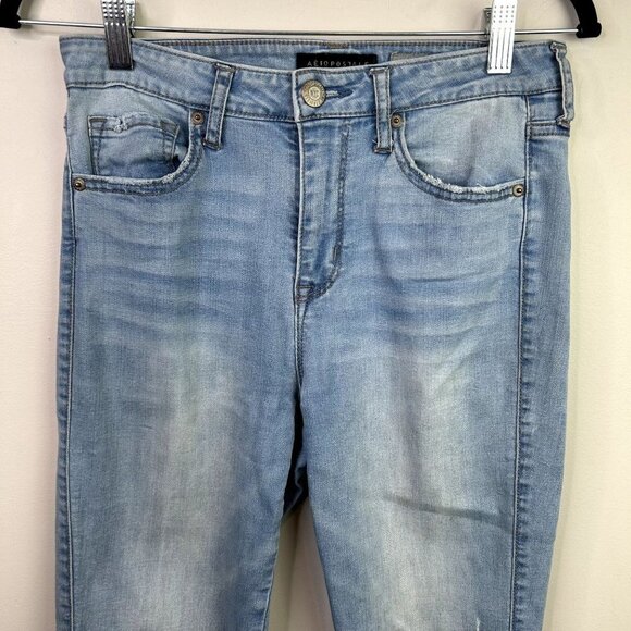 Aeropostale high wasit ankle light wash destressed jeggings raw hem 6‎ reg - Picture 2 of 12
